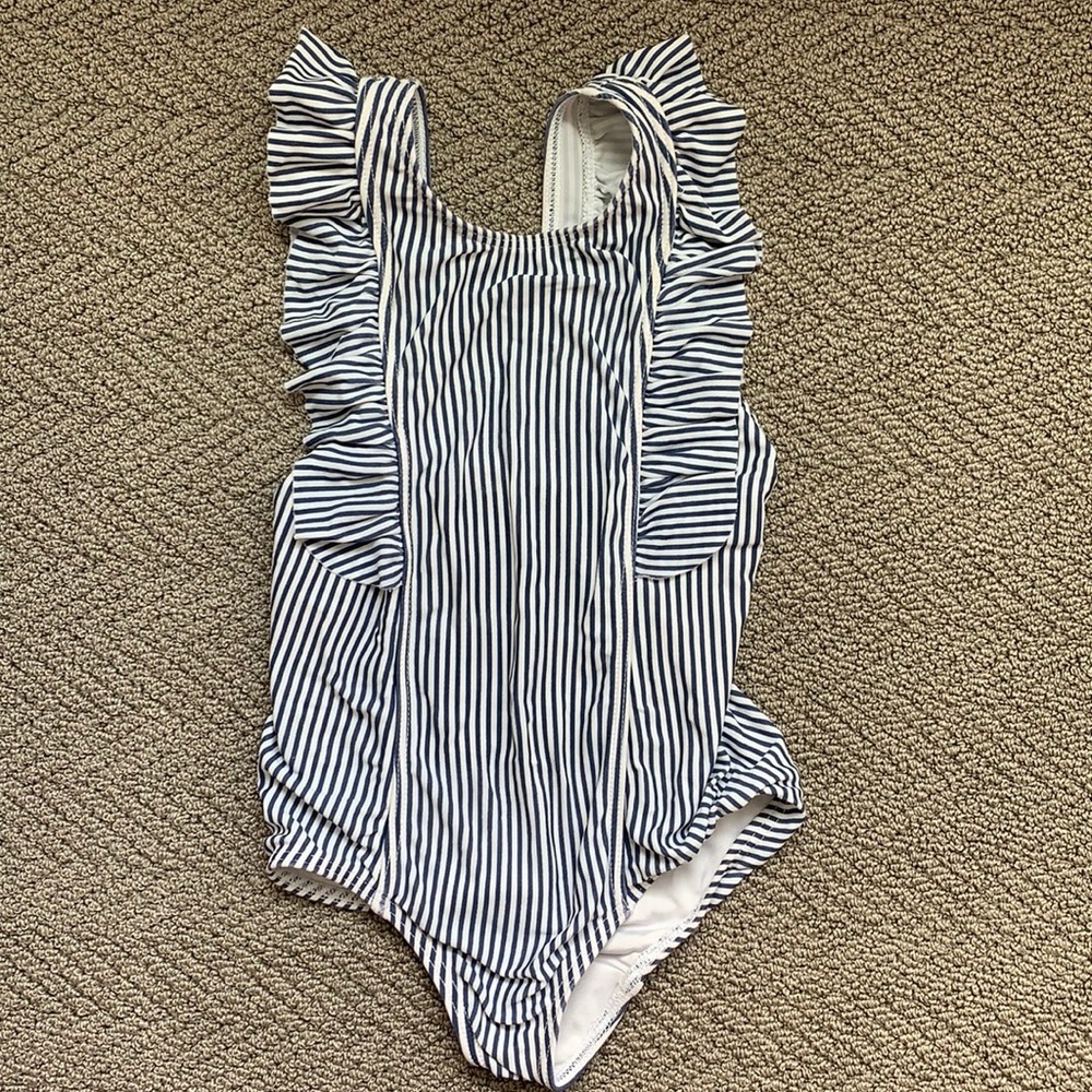 Minnow swim navy and white striped swim suit
